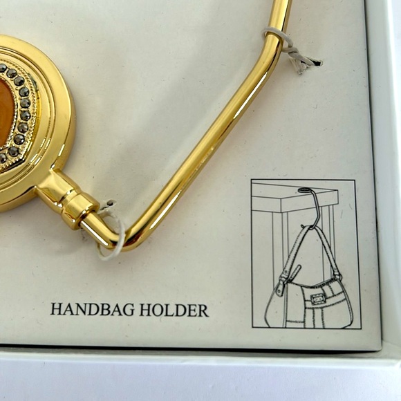 Liz & Co NIB Embellished Orange Heart Shaped Handbag Gold Tone Holder Hook - Picture 5 of 8